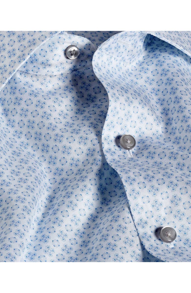 David Donahue Neat Medallion Print Cotton Button-Up Shirt, Alternate, color, White/ Sky