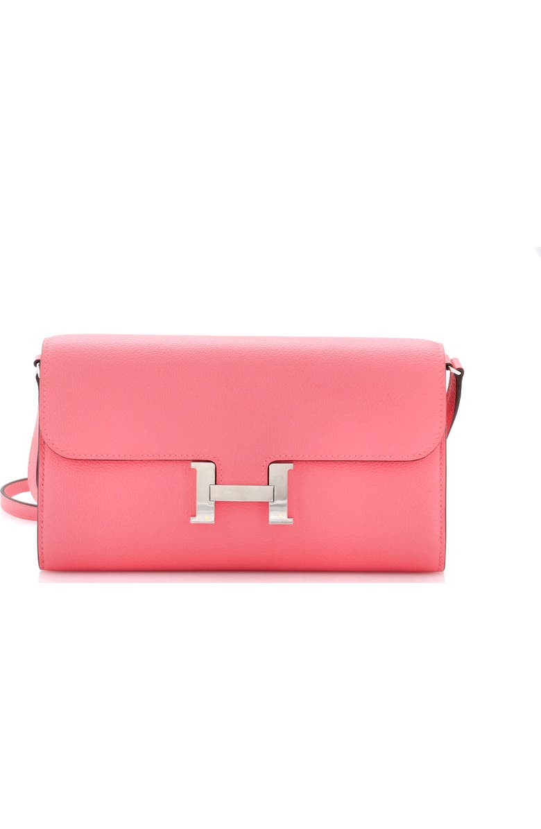 Pre-Owned Hermes Constance To Go Wallet Evercolor, Main, color, Rose Azalee