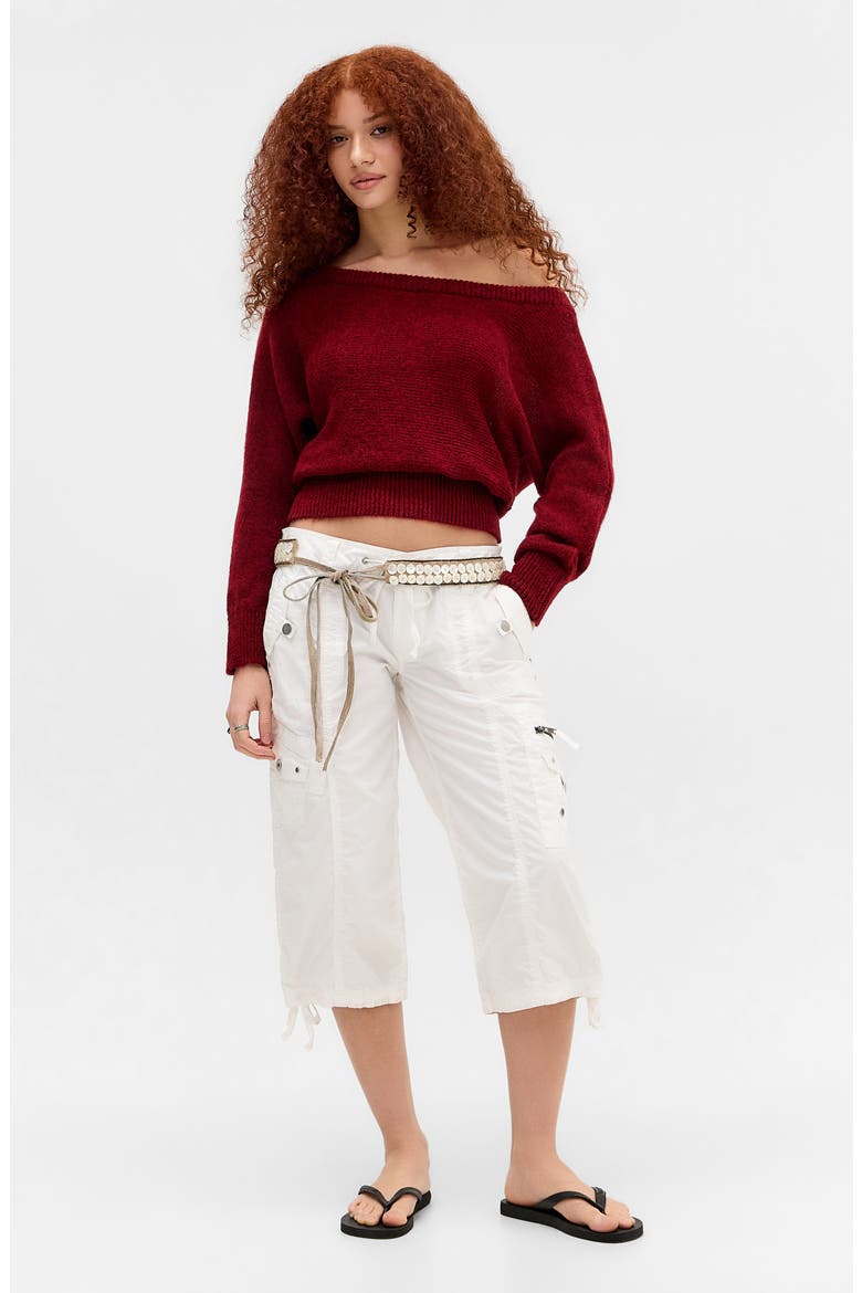Jordan Slouch Off the Shoulder Sweater, Alternate, color, RED