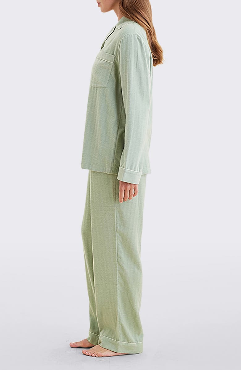 Papinelle Herringbone Supersoft Brushed Organic Cotton Pajamas, Alternate, color, Winter Green