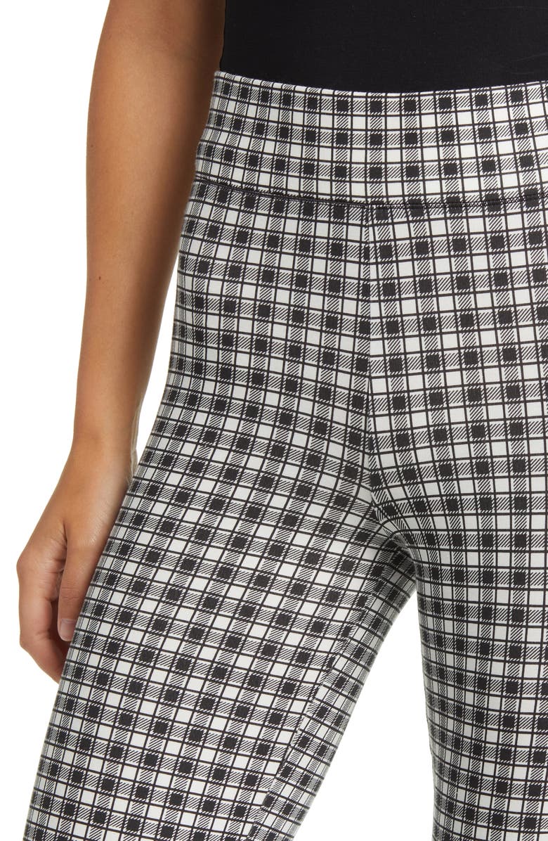 Hue Gingham Crop Flare Cotton Blend Leggings, Alternate, color,