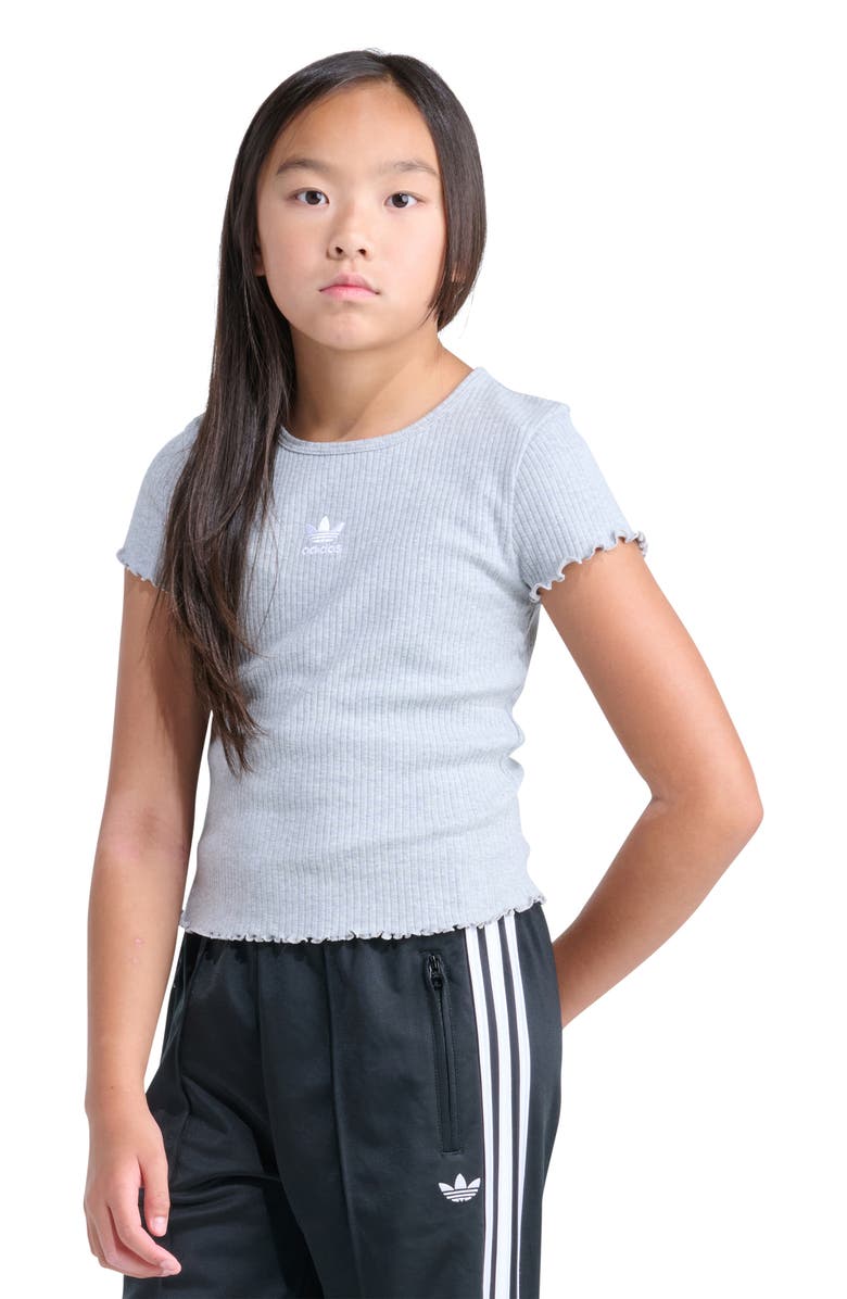 adidas Kids' Lettuce Edge Cotton Rib T-Shirt, Alternate, color, 