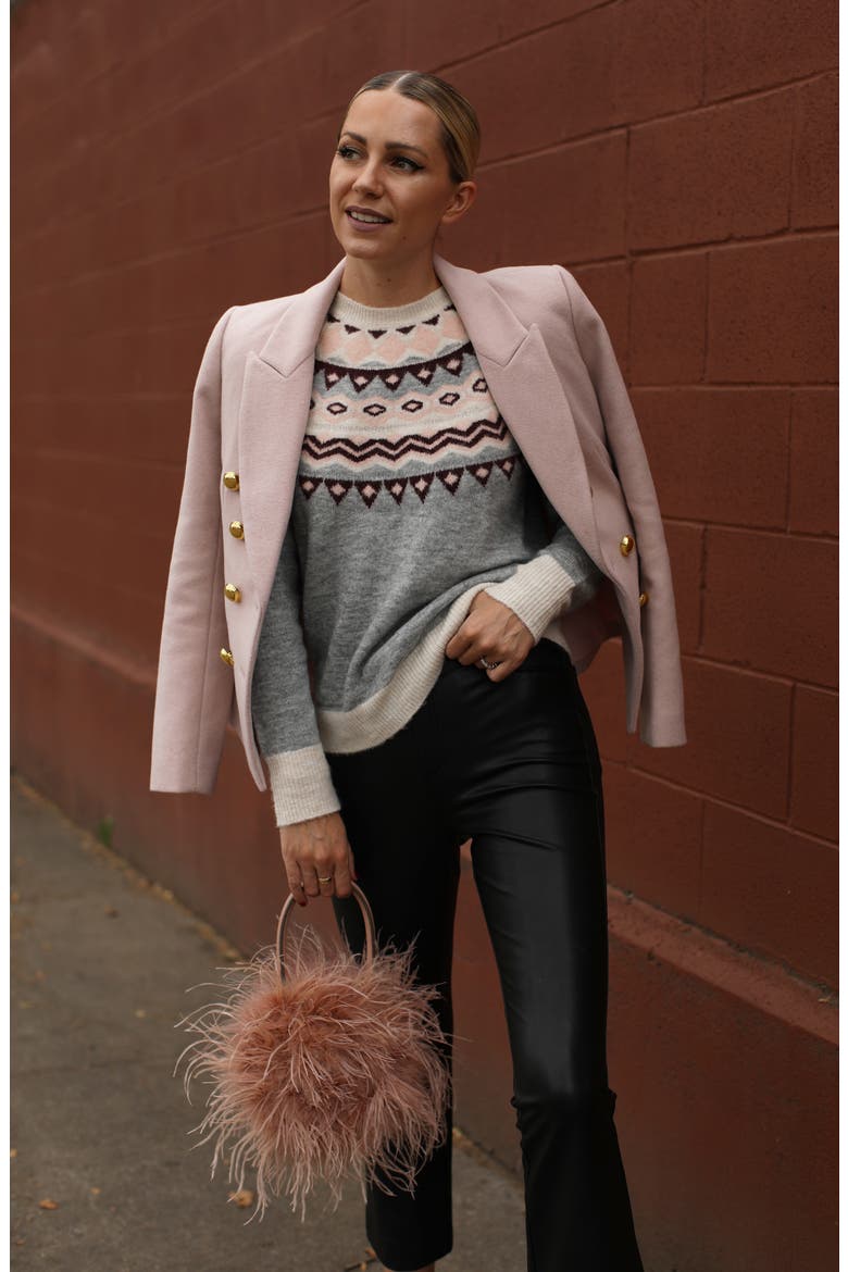 x Atlantic-Pacific Fair Isle Sweater (Nordstrom Exclusive), Alternate, color, GREY- PINK FAIRISLE