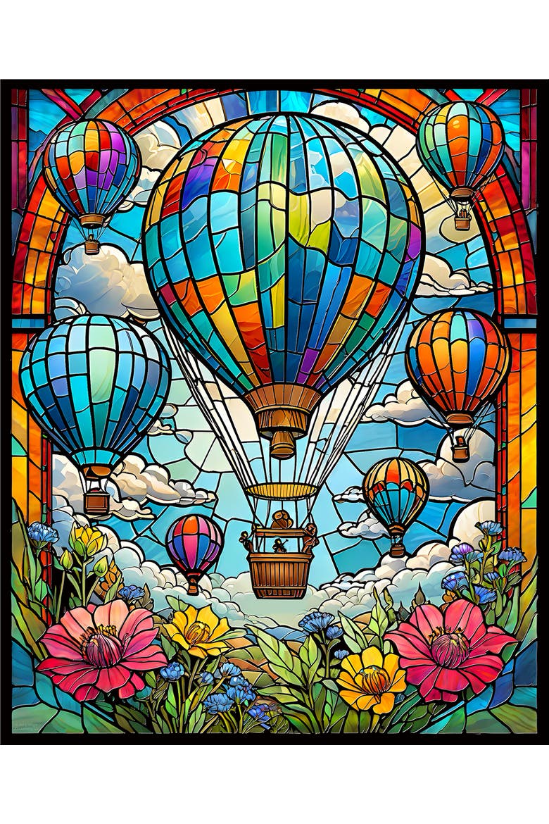Balloons Stained Glass 1000 piece Jigsaw Puzzle for Adults, Alternate, color, Multicolor