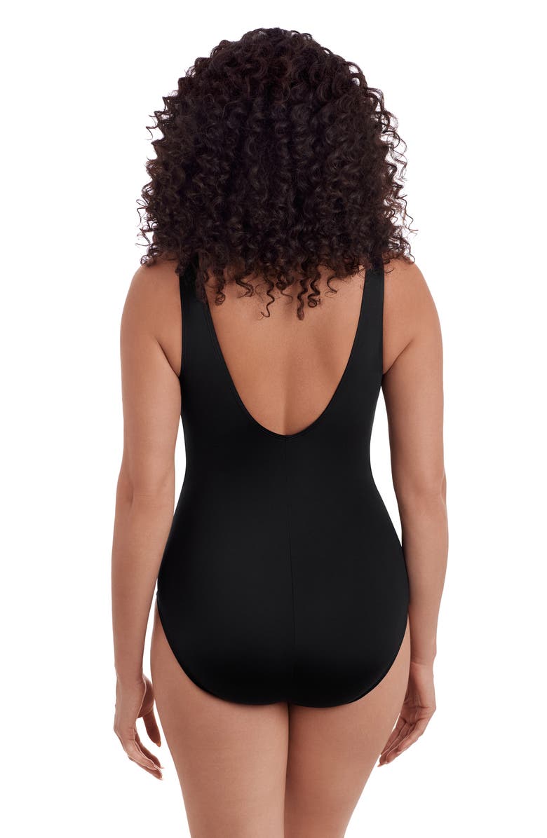 Longitude Ruffle Front Sash Surplice Long Torso One-Piece Swimsuit, Alternate, color, Vineyard Vacay