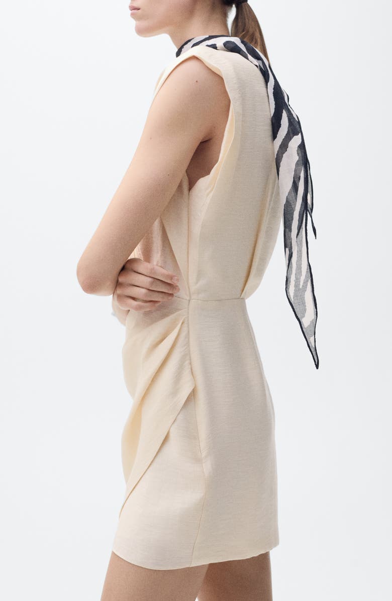 MANGO Faux Wrap Minidress, Alternate, color, Ecru