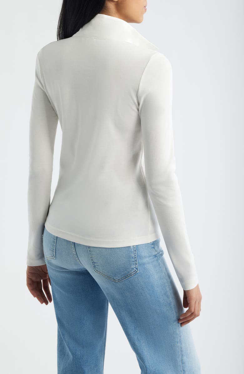 Mavi Jeans Half Button Turtleneck Cotton Top, Alternate, color, Antique White