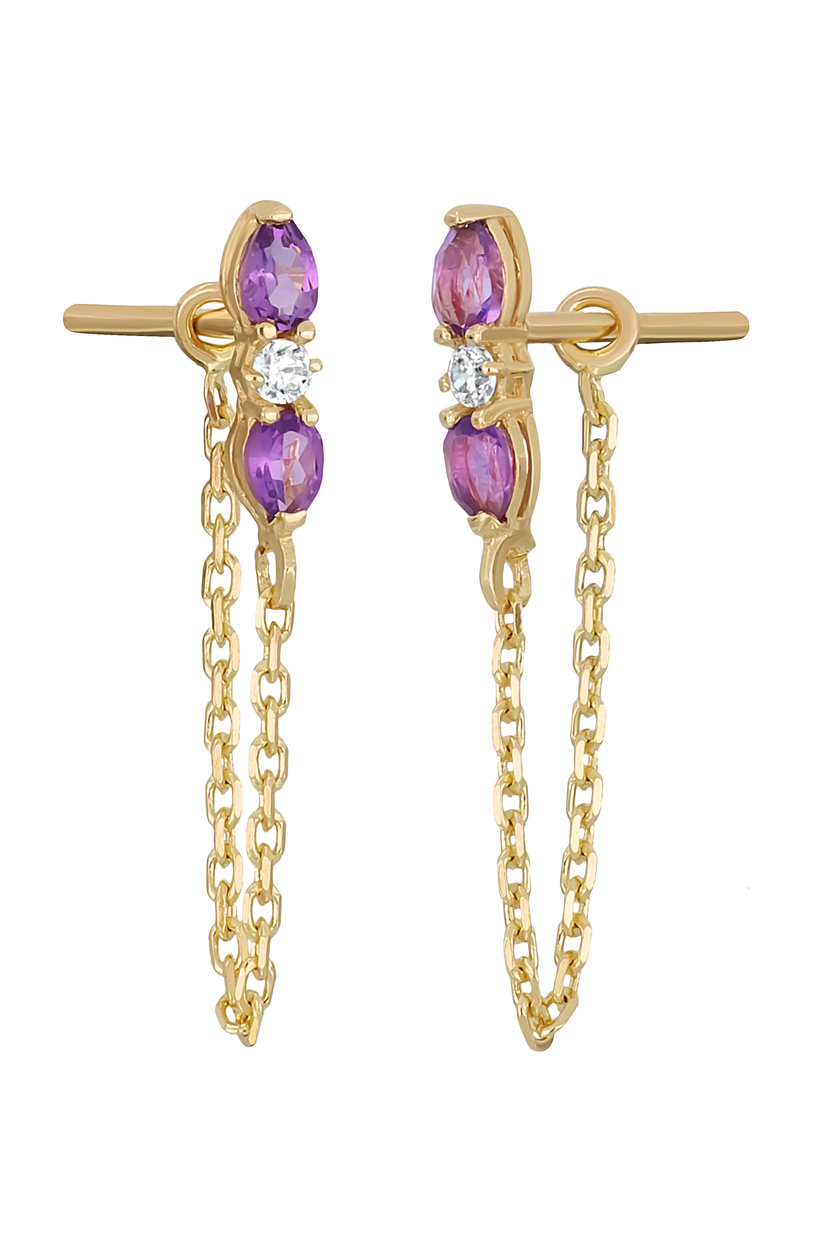 Bony Levy 14K Yellow Gold Color Semiprecious Stone & Diamond Chain Drop Earrings