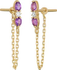 Bony Levy 14K Yellow Gold Color Semiprecious Stone & Diamond Chain Drop Earrings