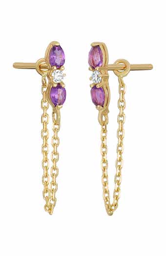 Bony Levy 14K Yellow Gold Color Semiprecious Stone & Diamond Chain Drop Earrings