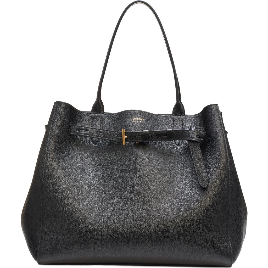 Tom Ford Large Audrey Grained Leather Tote In Black
