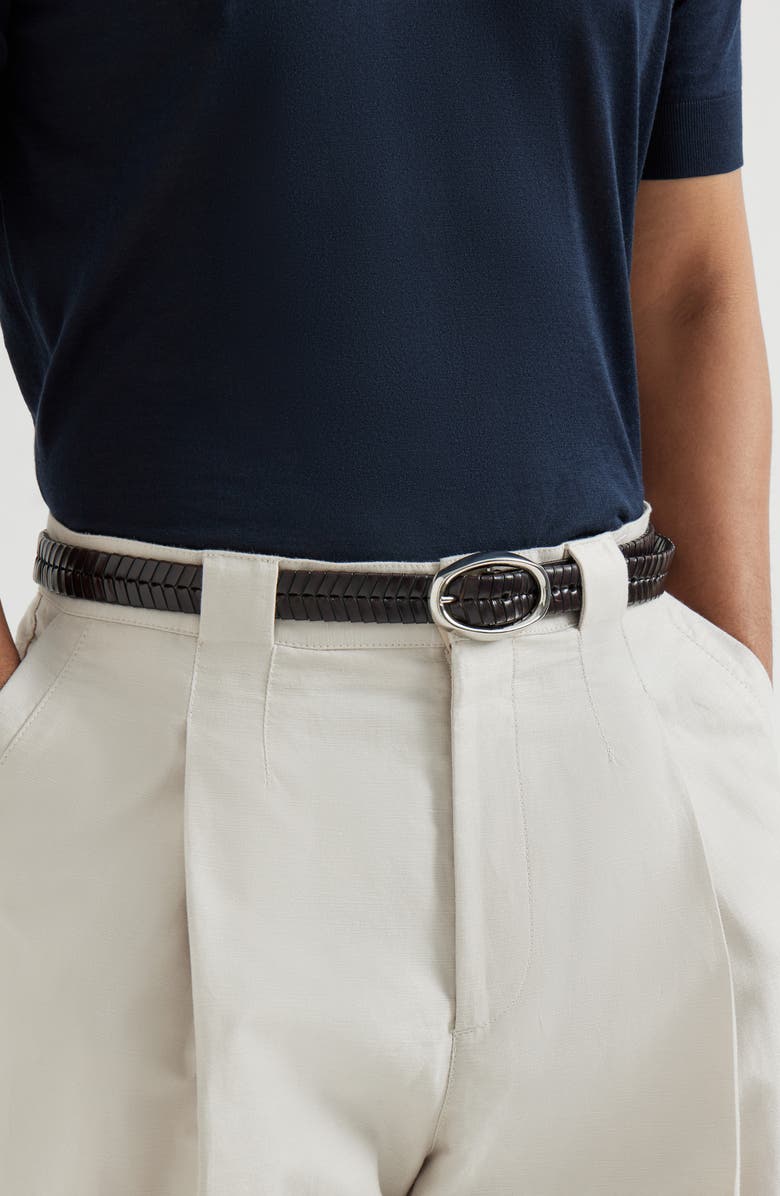 Brunello Cucinelli Braided leather belt, Alternate, color, Chocolate