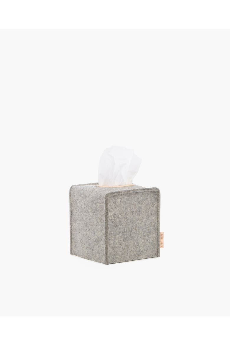 Merino Wool Small Tissue Box Cover, Main, color, Granite Vachetta