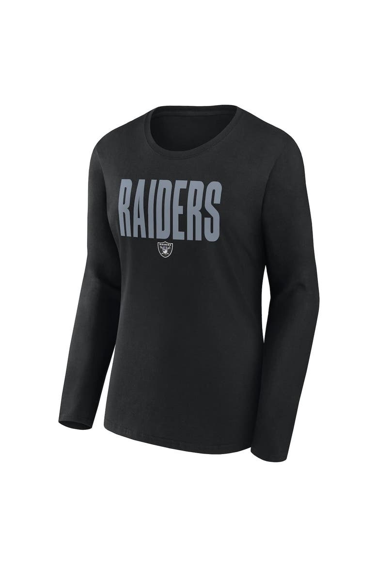 Women's Logo Athletic Black Las Vegas Raiders Grip Long Sleeve T-Shirt, Alternate, color, Black