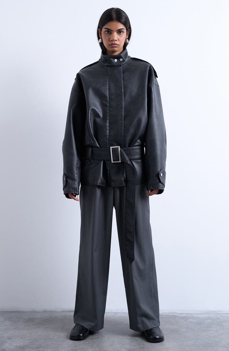 Topshop Boxer Cotton Drawstring Pants, Alternate, color, Grey