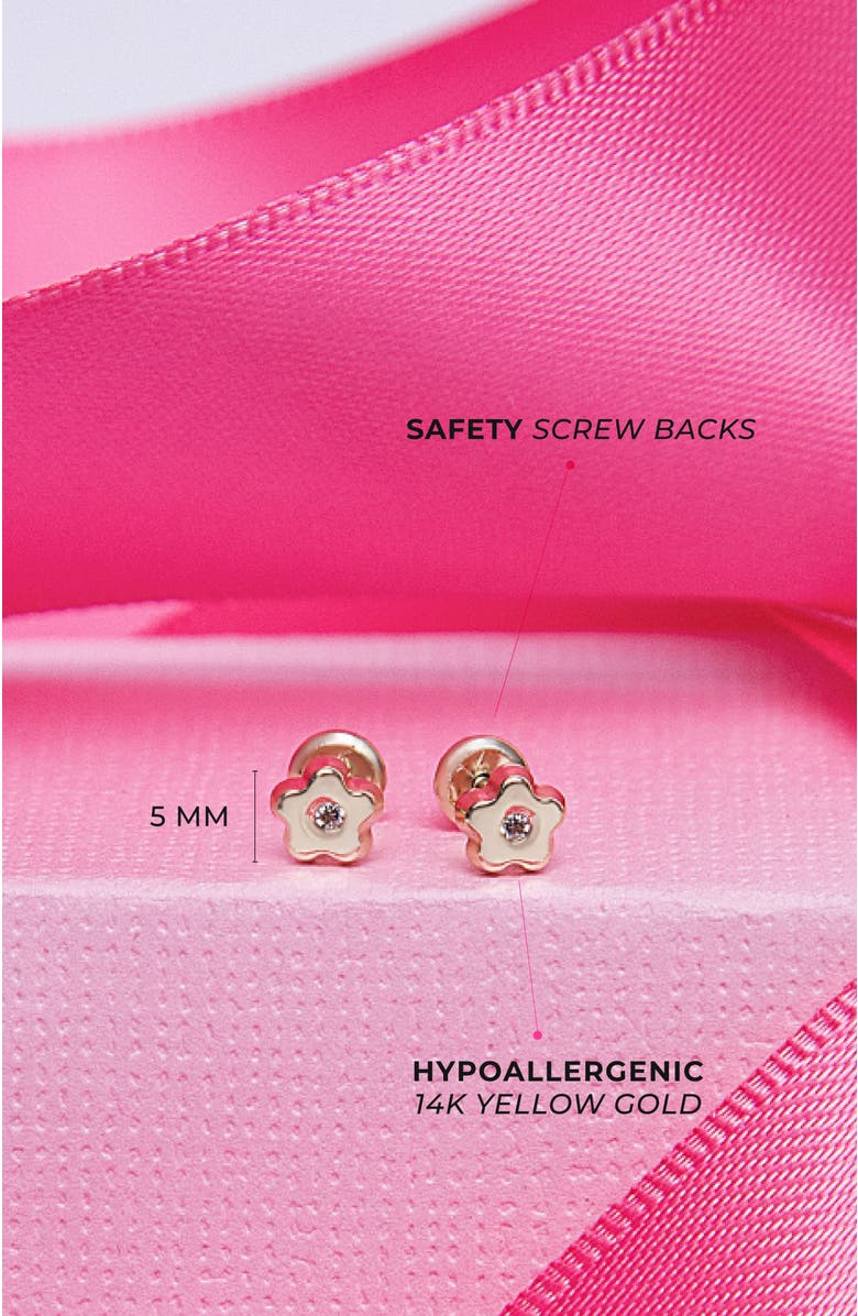 In Season Jewelry 14k Jeweled Flower Earrings, Alternate, color, Gold