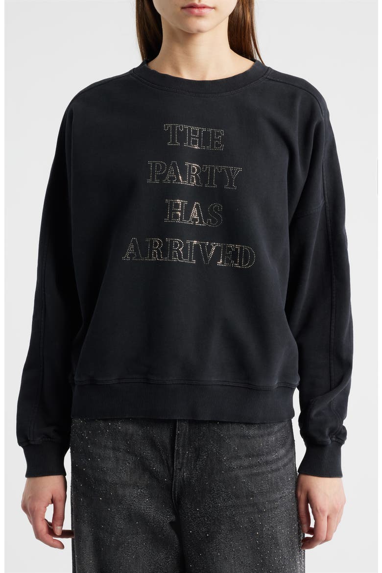 Eland Party Time Embellished Cotton Graphic Sweatshirt, Main, color, BLACK
