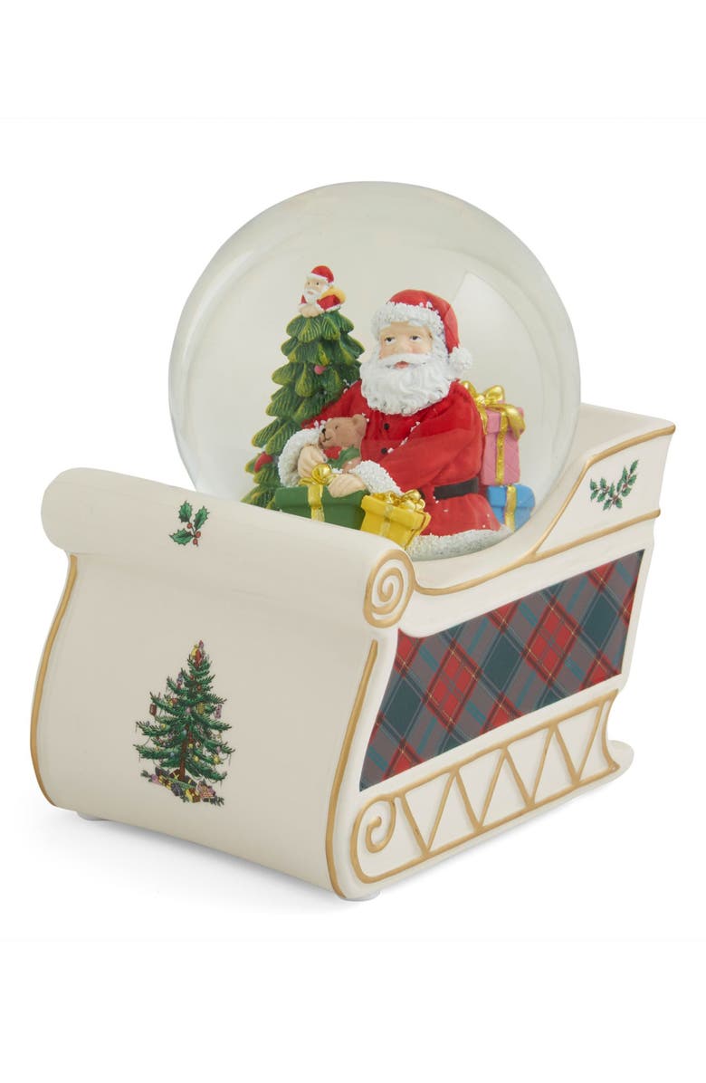 Spode Santa Claus Christmas Tree Musical Snow Globe, Main, color, 