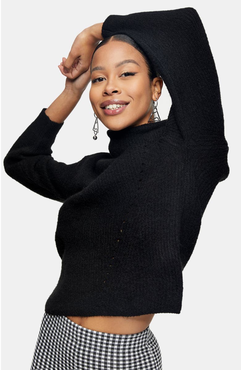 Topshop Roll Crop Sweater, Alternate, color,