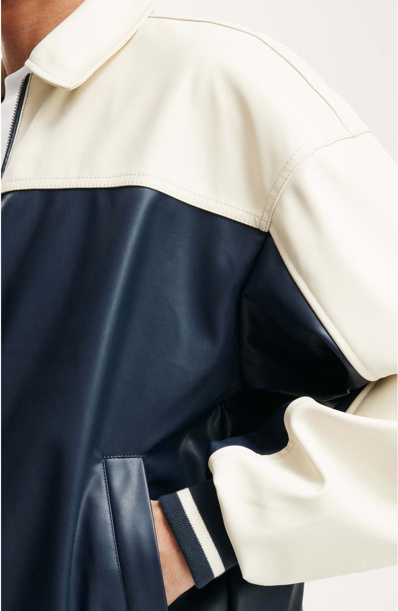 Cotton On Men's Faux Leather Western Jacket, Alternate, color, Vintage Navy