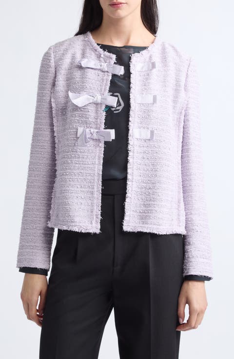 Bow Detail Tweed Jacket