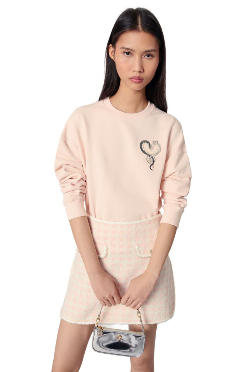 maje Embroidered sweater, Alternate, color,