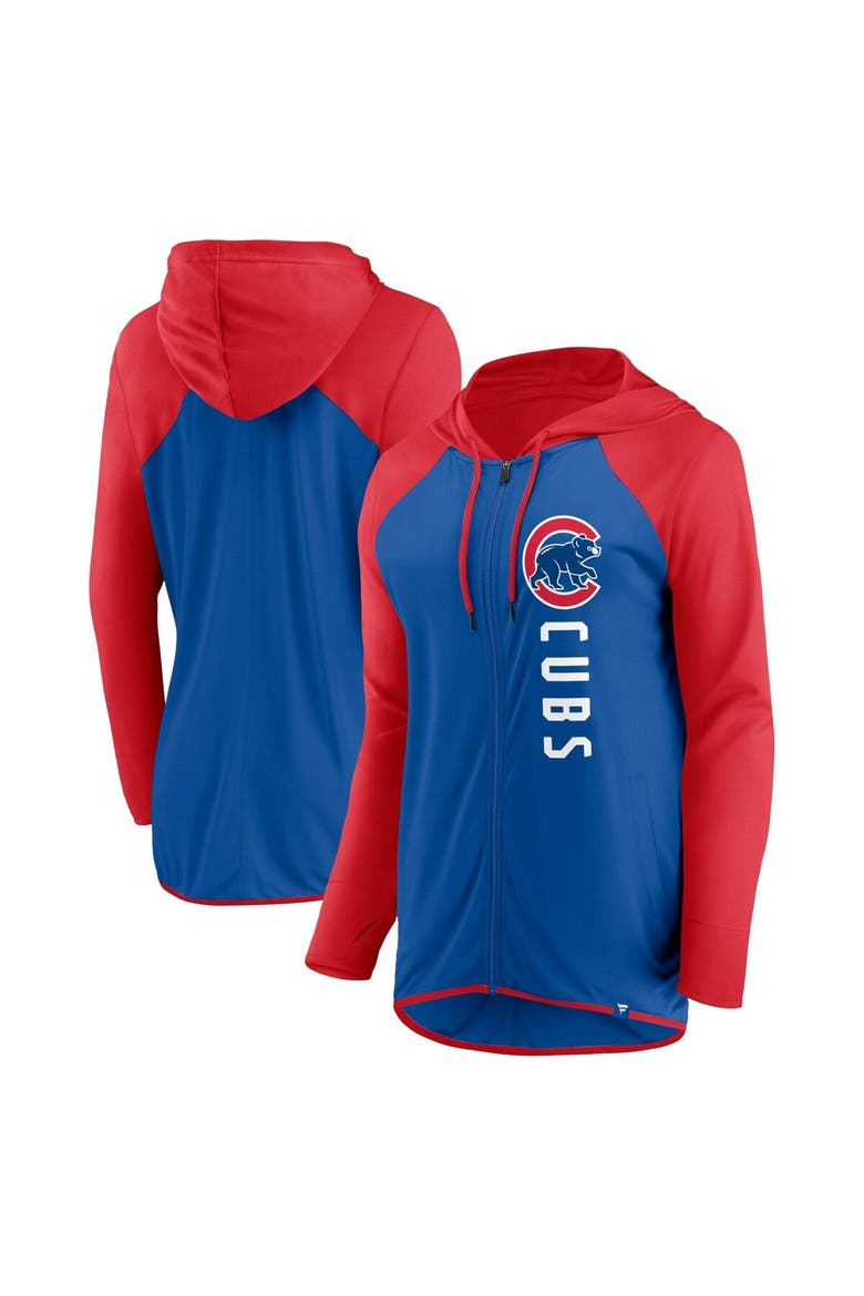 Women's Fanatics Branded Royal/Red Chicago Cubs Forever Fan Full-Zip Hoodie Jacket, Main, color, Royal