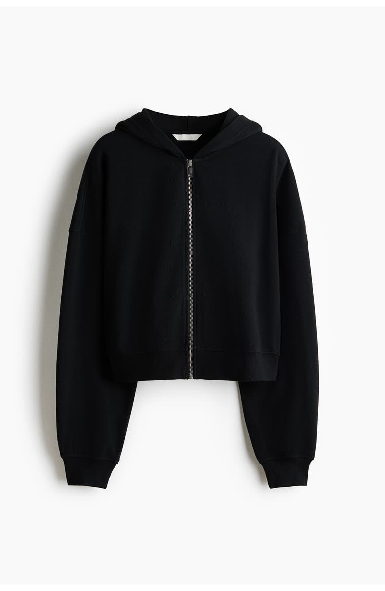 H&M Short Zip-through Hoodie, Main, color, Black