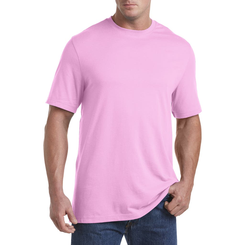 Harbor Bay By Dxl Big & Tall Moisture-wicking Jersey T-shirt In Pink