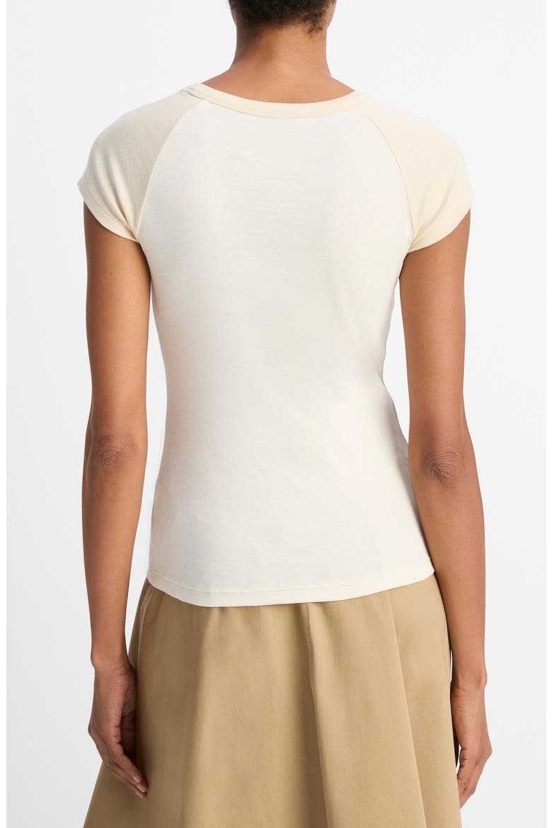 Colorblock Raglan Cap Sleeve Pima Cotton T-Shirt, Alternate, color, OAT SHELL COMBO