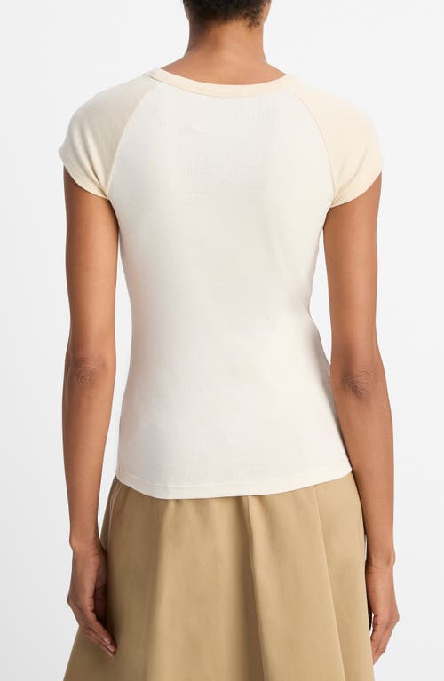 Vince Colorblock Raglan Cap Sleeve Pima Cotton T-shirt In White