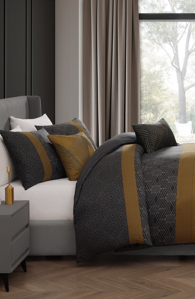 Bebejan Golden Hex Reversible 5-Piece Comforter Set, Alternate, color, Grey