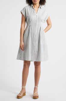 Julia Jordan Ticking Stripe Shirtdress