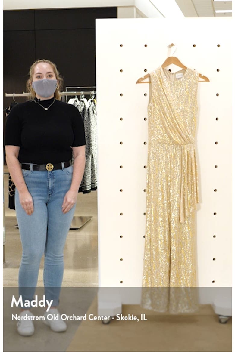 Briar Gold Foiled Sequin Sleeveless Jumpsuit video