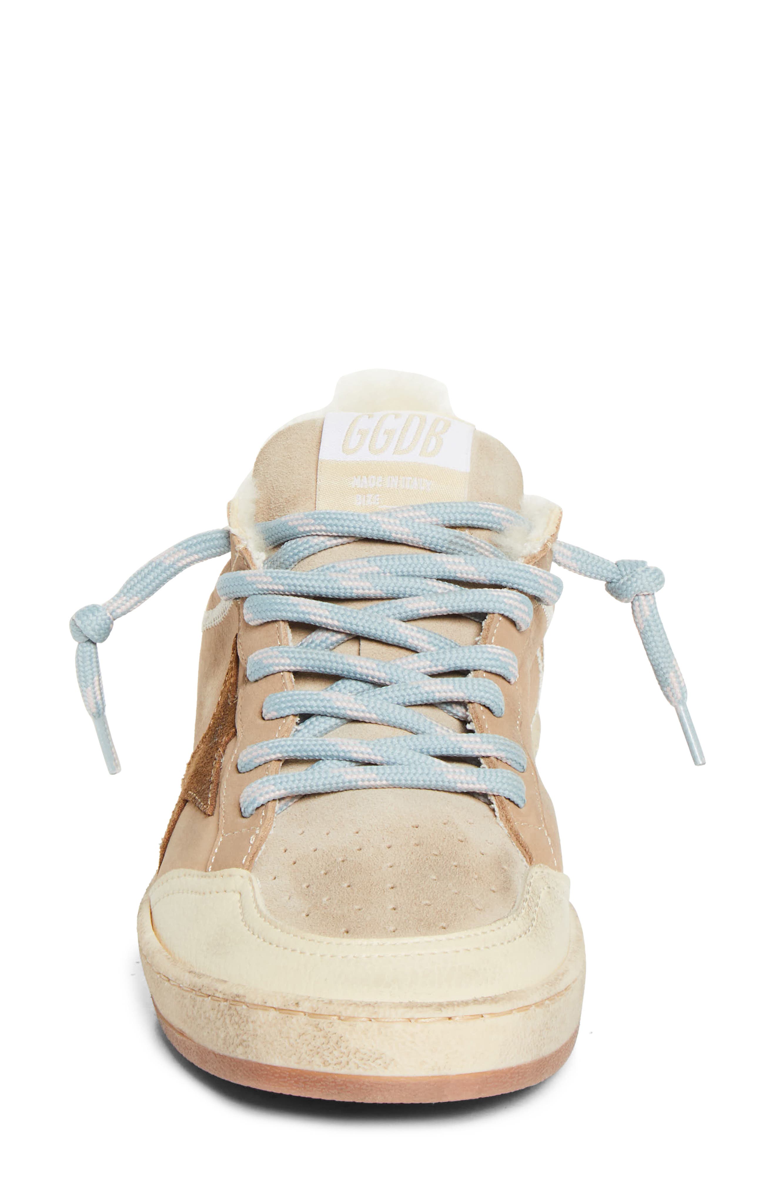 Golden Goose Ball Star Low Top Faux Shearling Lined Sneaker, Alternate, color, Beige/ Burned Brown