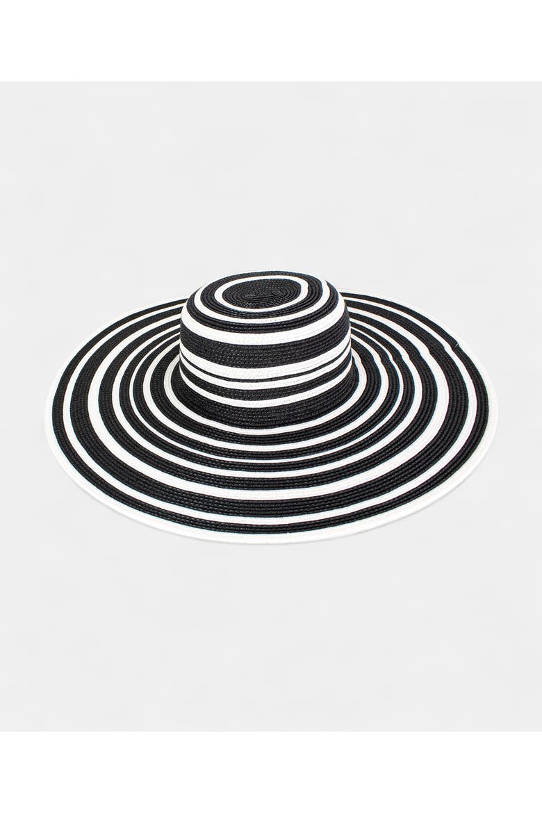 Drew Extra Wide Brim Packable Hat, Main, color, BLACK/WHITE
