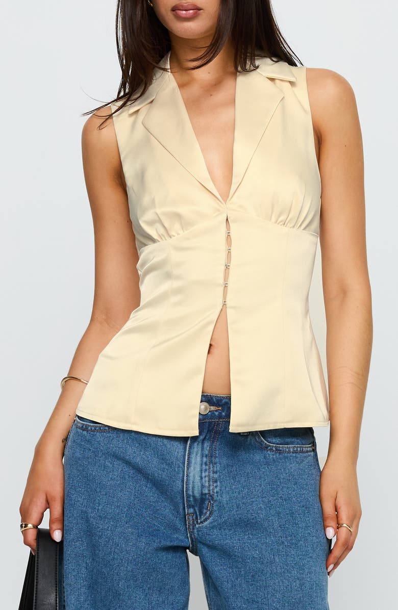 Princess Polly My Truth Satin Vest, Main, color, Cream