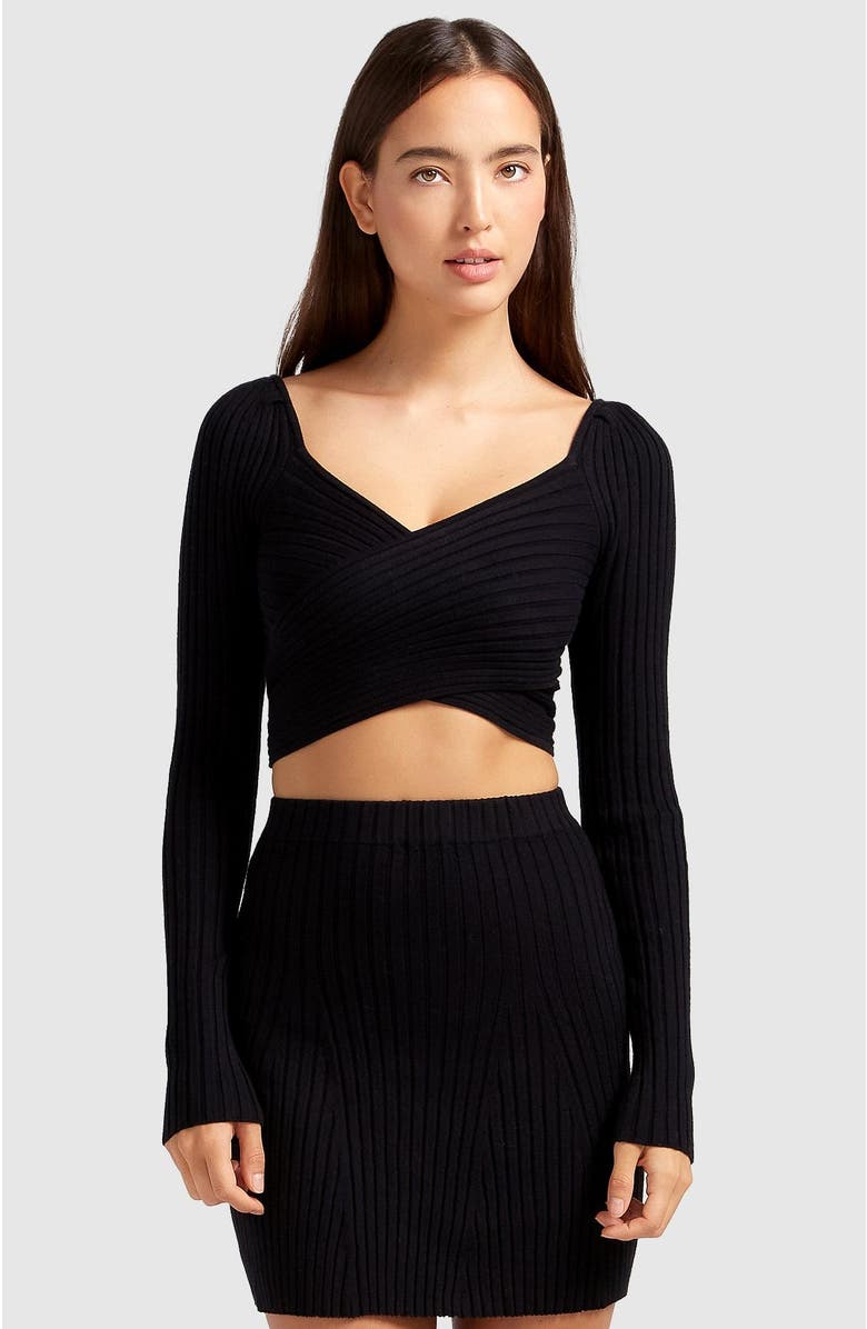 Belle & Bloom Forget Me Not Knit Crop, Alternate, color, Black