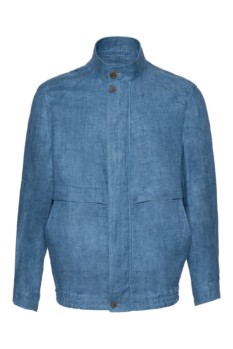 Bristol Linen Bomber Jacket, Main, color, LT BLUE