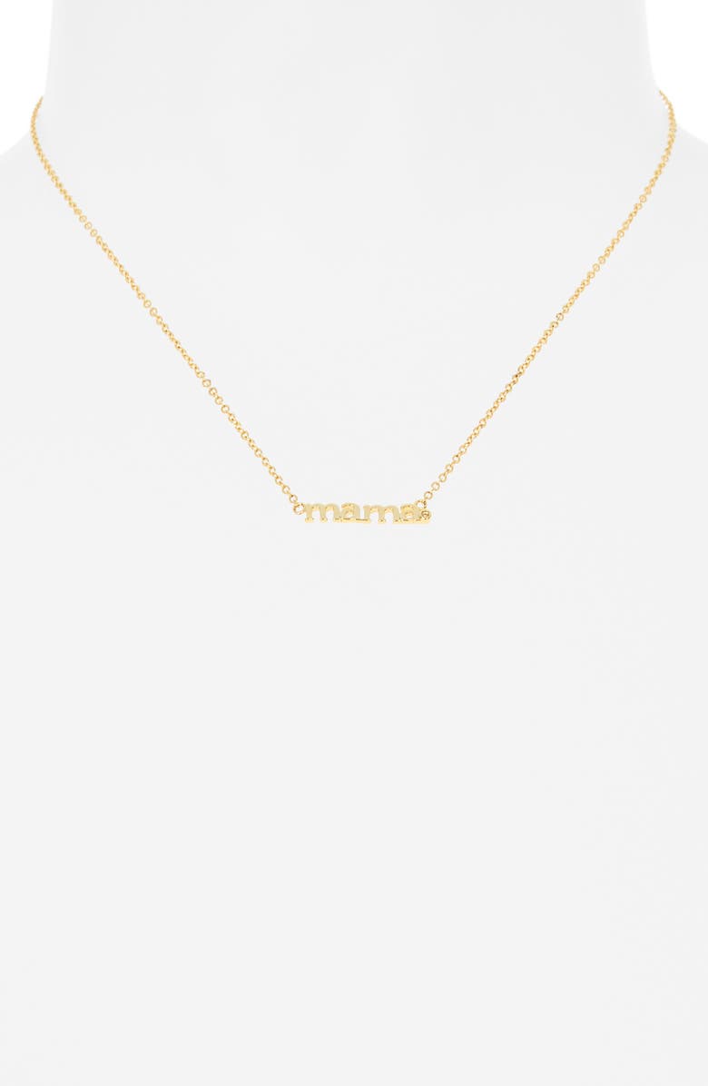 NORDSTROM RACK 14K Gold Plated Lab Grown Diamond Mama Pendant Necklace, Alternate, color, Lab Grown Diamond- Gold
