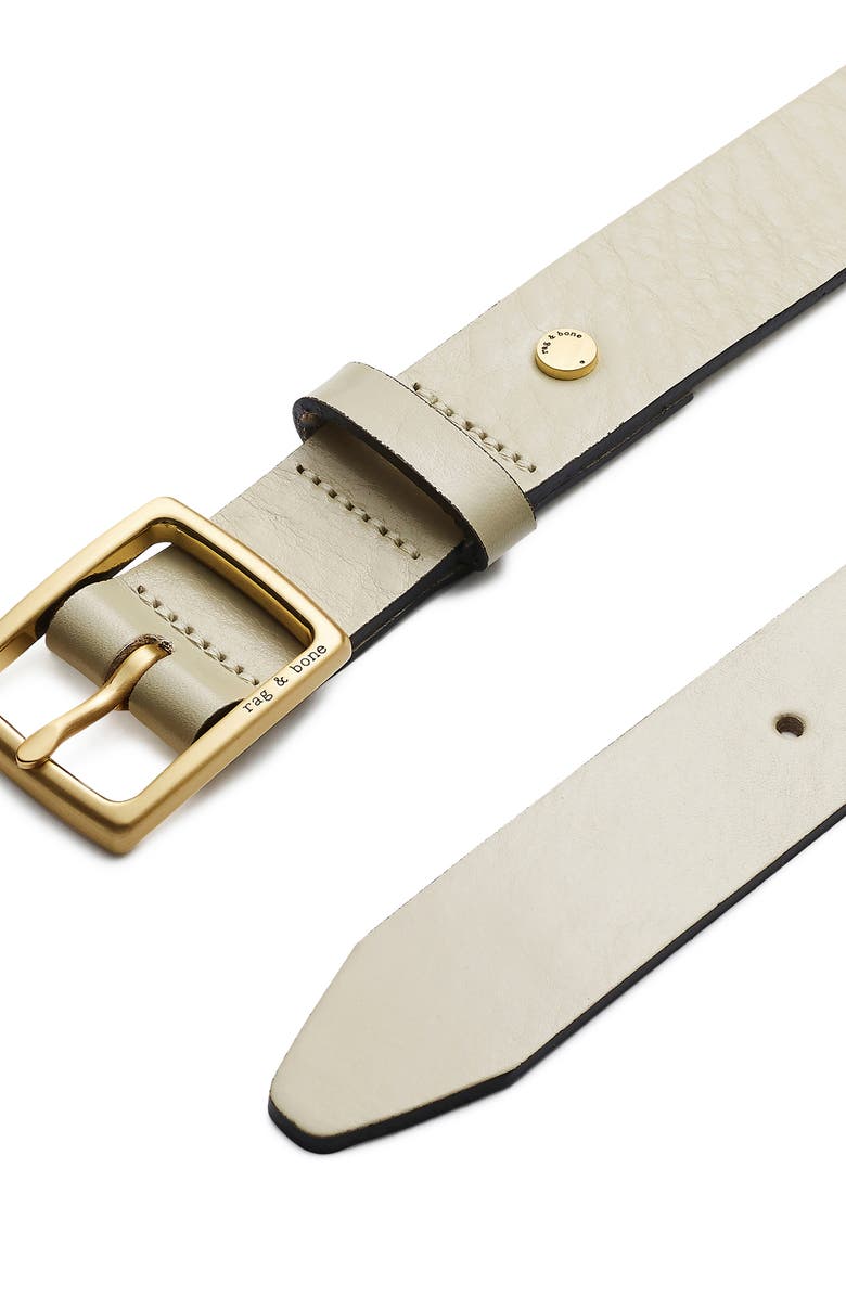 rag & bone Boyfriend Leather Belt, Alternate, color, Greige