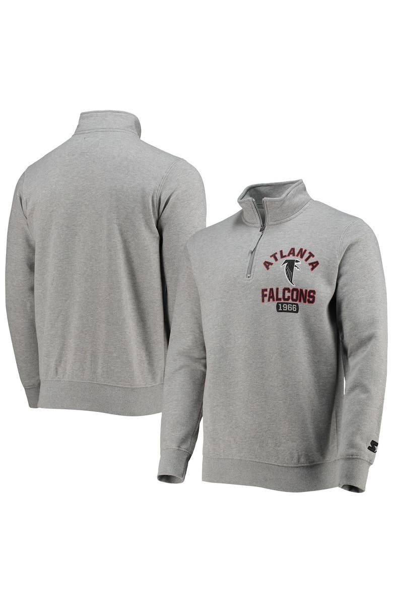 STARTER Men's Starter Gray Atlanta Falcons Throwback Heisman Quarter-Zip Jacket, Main, color, 