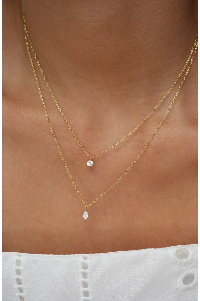Layered 18K Gold Plate Sterling Silver Cubic Zirconia Pendant Necklace, Alternate, color, GOLD