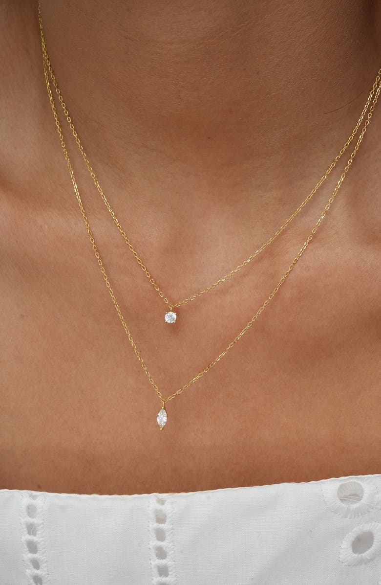 Argento Vivo Sterling Silver Layered 18K Gold Plate Sterling Silver Cubic Zirconia Pendant Necklace, Alternate, color, Gold