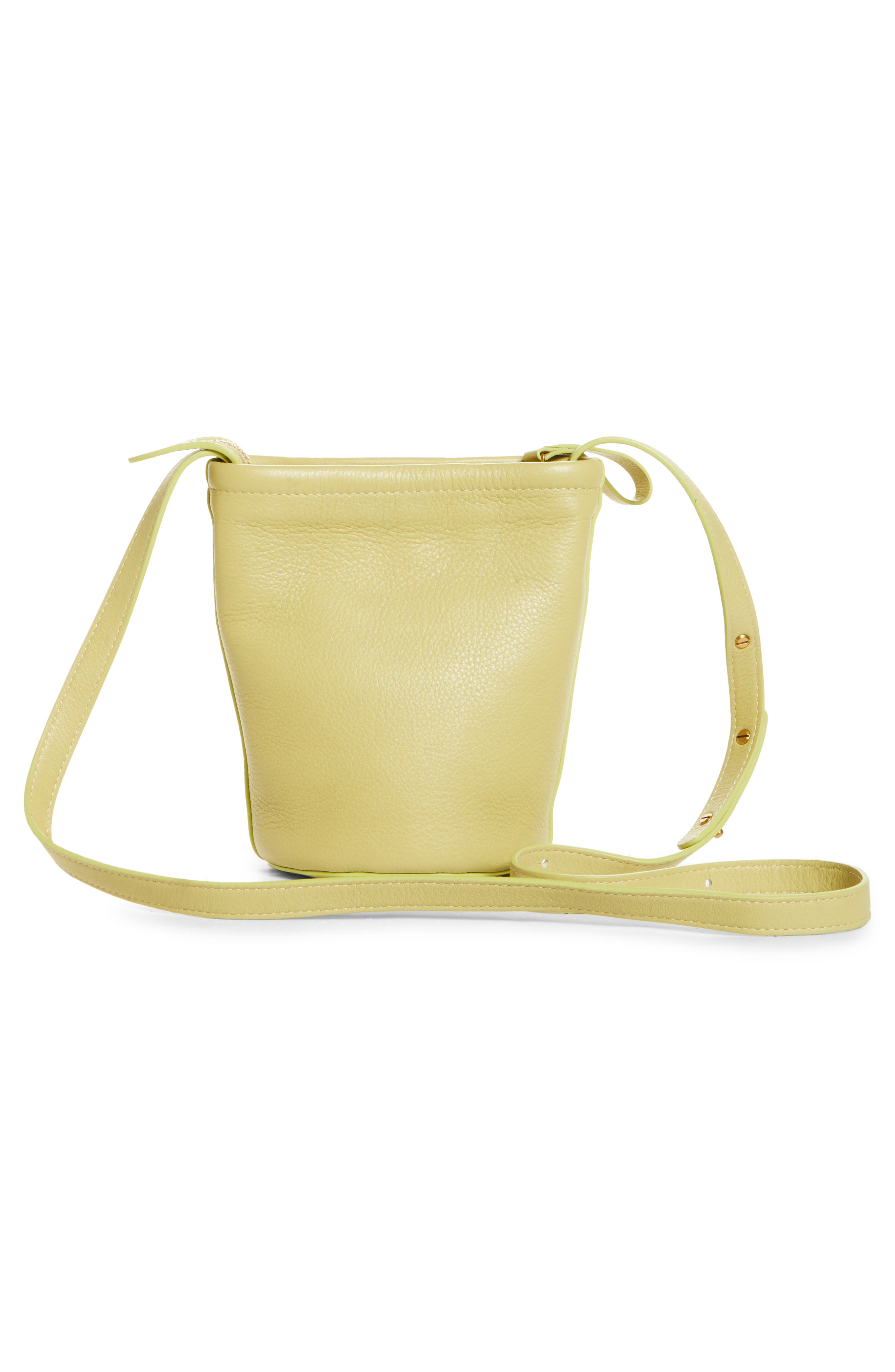 Mini Leather Zip Bucket Bag, Alternate, color, LIME