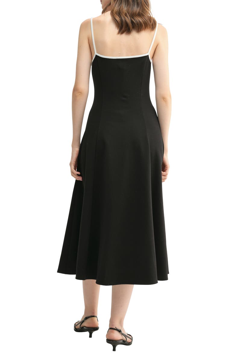 Lush Contrast Tie Fit and Flare Midi Dress, Alternate, color, 