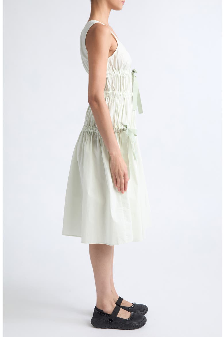 Faye Ruched Cotton Poplin Dress, Alternate, color, PALE GREEN
