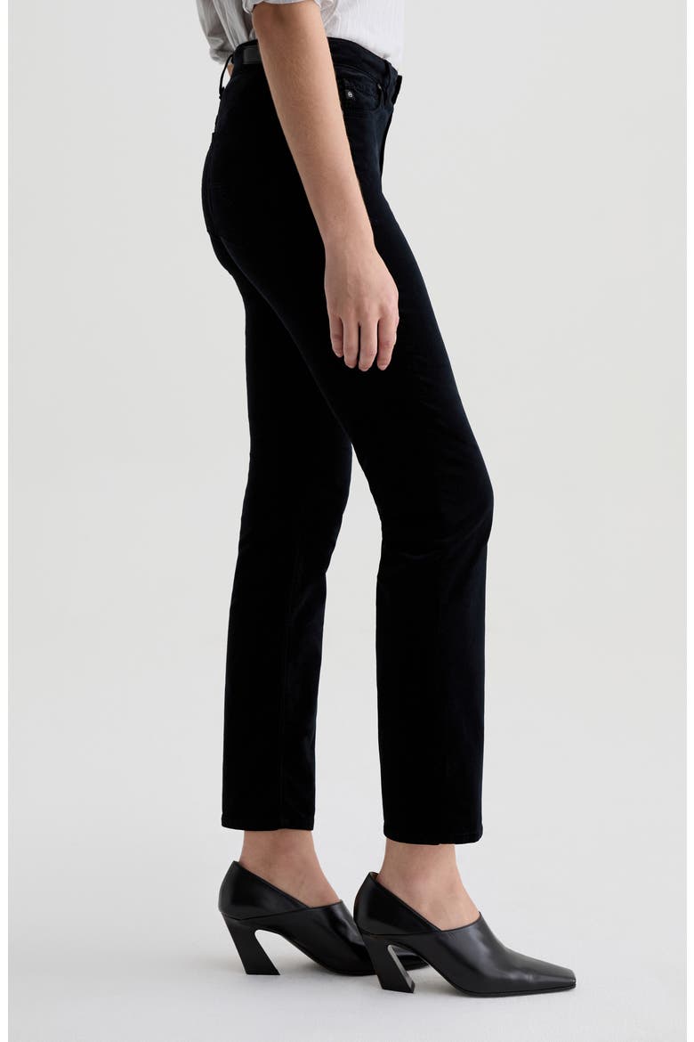 Mari Mid Rise Slim Straight Leg Velvet Jeans, Alternate, color, SUPER BLACK