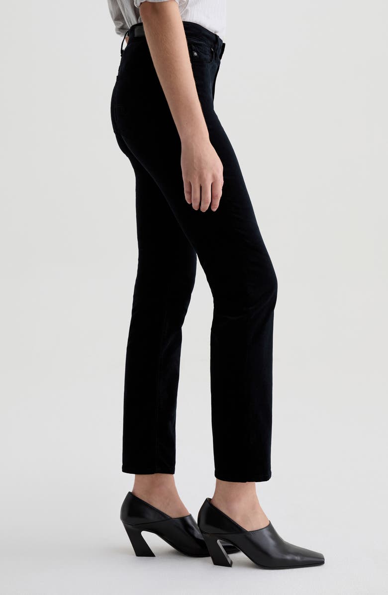 AG Mari Mid Rise Slim Straight Leg Velvet Jeans, Alternate, color, Super Black