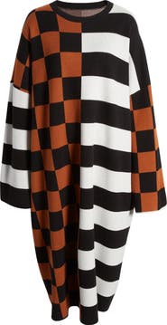 Dressed in Lala Check & Stripe Long Sleeve Sweater Dress